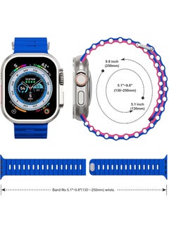 Color Fans Soft Silicone Ocean Sports Strap Compatible Apple Watch Ultra 49mm 45mm 44mm 42mm for Men Women, Adjustible Watch Band for Apple Watch Ultra/SE/Series 9/8/7/6/5/4/3/2/1 - Royal Blue/Hot Pink  - Image 5