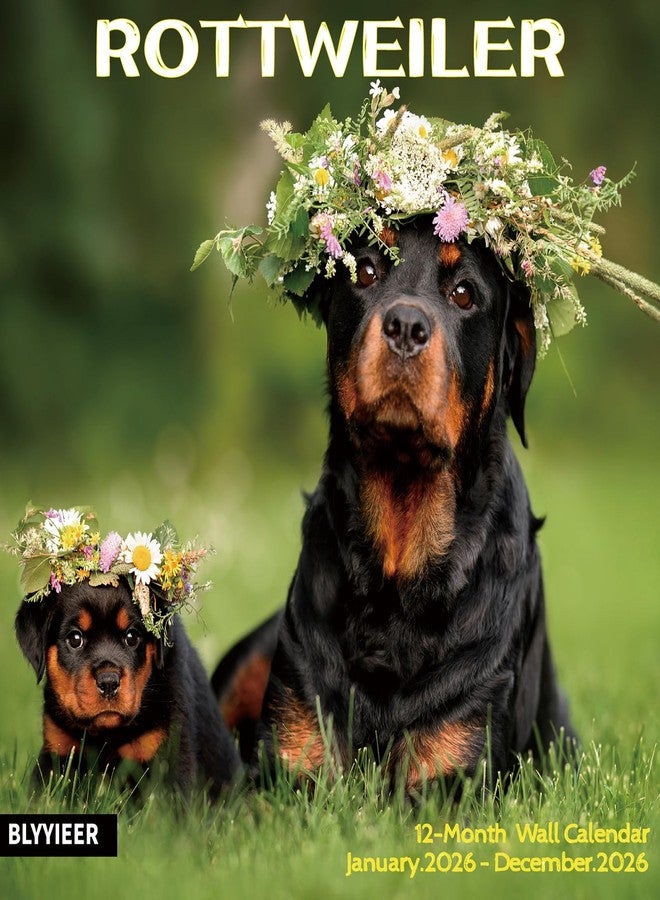 BLYYIEER 2026 Wall Calendar,ROTTWEILER Wall Calendar, 12" x 24" Open,Family Planner Calendar Organizer with ROTTWEILER Images, for Dogs Lovers - Image 1