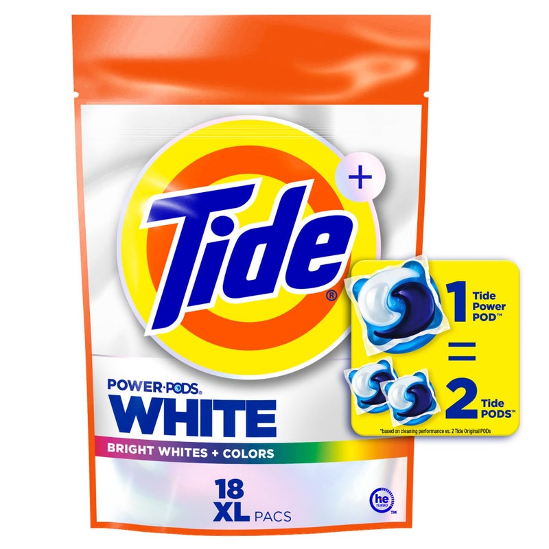 Tide بودز تايد باور بلس ألترا أوكسي للغسيل الأبيض والمشرق 18 حبة