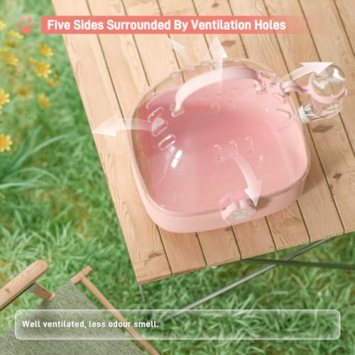 BUCATSTATE Small Animal Carrier Cage with Water Bottle, Portable Hamster Travel Carrier Carry Case 7.24" L*6.69 W *6.42" H for Small Pets, Gerbils, Mice, Dwarf Hamster (Pink) - Image 3