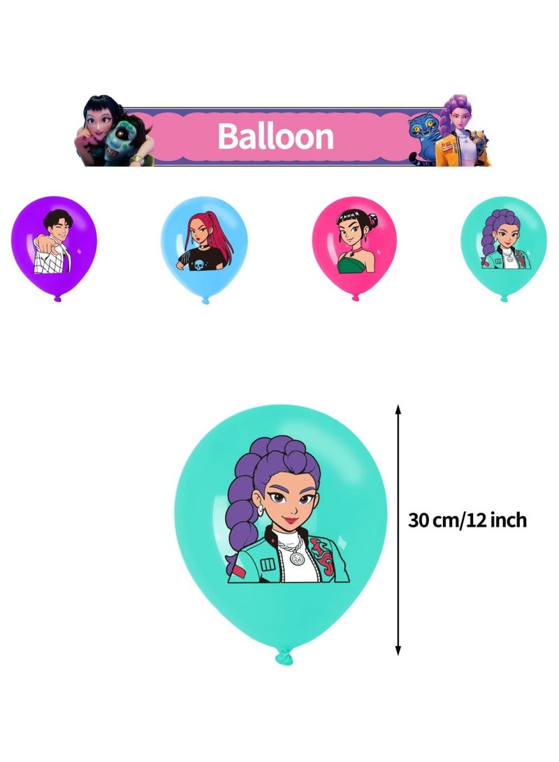 general Birthday Party Decorations, K-Pop Demons Hunters Party Supplies - Happy Birthday Banners, Balloons, Cake Topper Hats for Kids Fans - Image 4