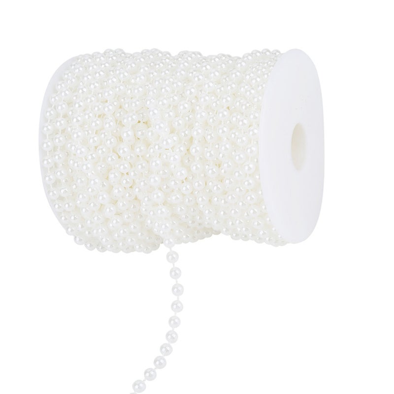25m/roll Grinding Pearl Wire Beads Garland String DIY Wedding Decoration 6mm(white) - Image 4
