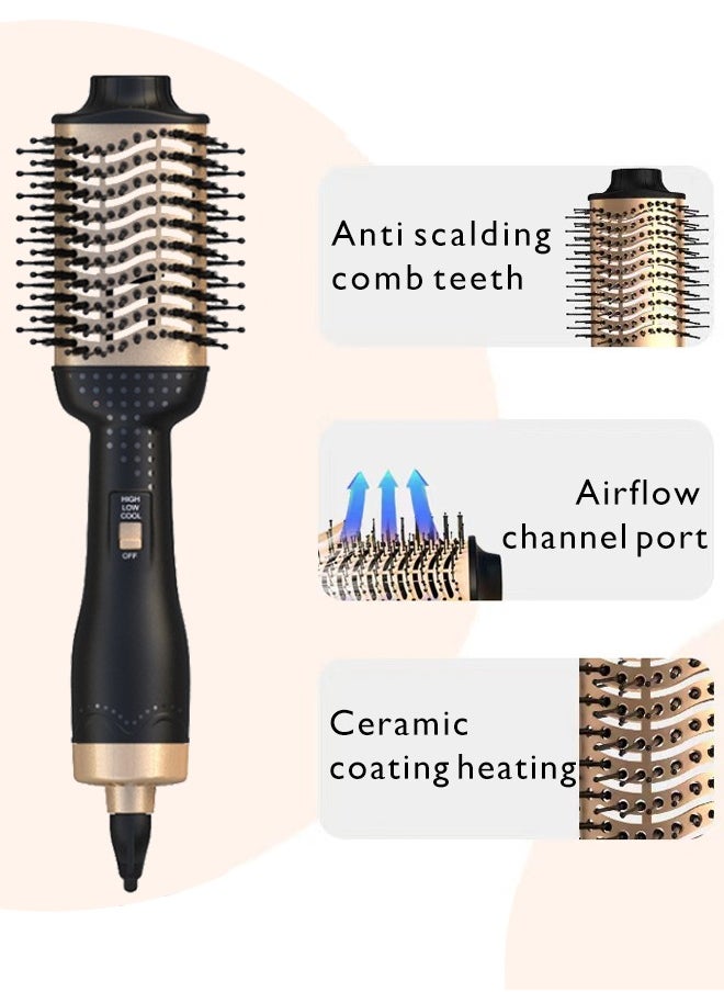 Generic - 3-in-1 Hair Dryer Brush, Hot Air Brush Ionic Heated Round Brush Makes Hair Smoother,Thermal Brush Get Natural Curls, Easy to Use, 30S Fast Heating - Image 1