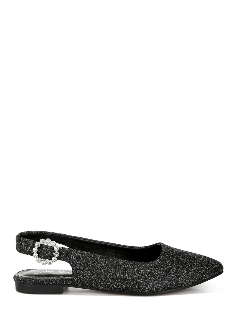 London Rag Glitter Slingback Flat Sandals in Black  - Image 1