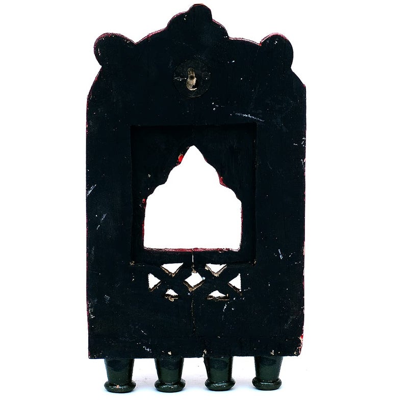 Medieval Arts Wood Mina Hand Painted Abstract Decorative Wall Hanging Jharokha Showpiece 10 inch Multicolour - Image 5