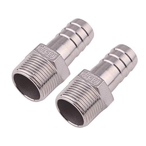 DERNORD Stainless Steel 3/4" Hose Barb x 3/4" NPT Male - Home Brew Pipe Fitting Pack of 2 - Image 5