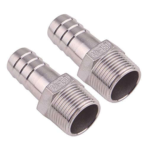 DERNORD Stainless Steel 3/4" Hose Barb x 3/4" NPT Male - Home Brew Pipe Fitting Pack of 2 - Image 3