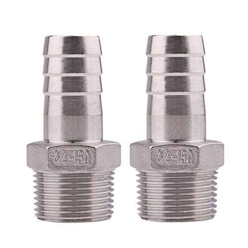 DERNORD Stainless Steel 3/4" Hose Barb x 3/4" NPT Male - Home Brew Pipe Fitting Pack of 2 - Image 2