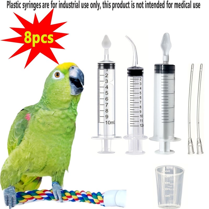 8 Piece Set Feeding Syringes for Young Birds Small Pet Parrots Manual Reusable - Image 1