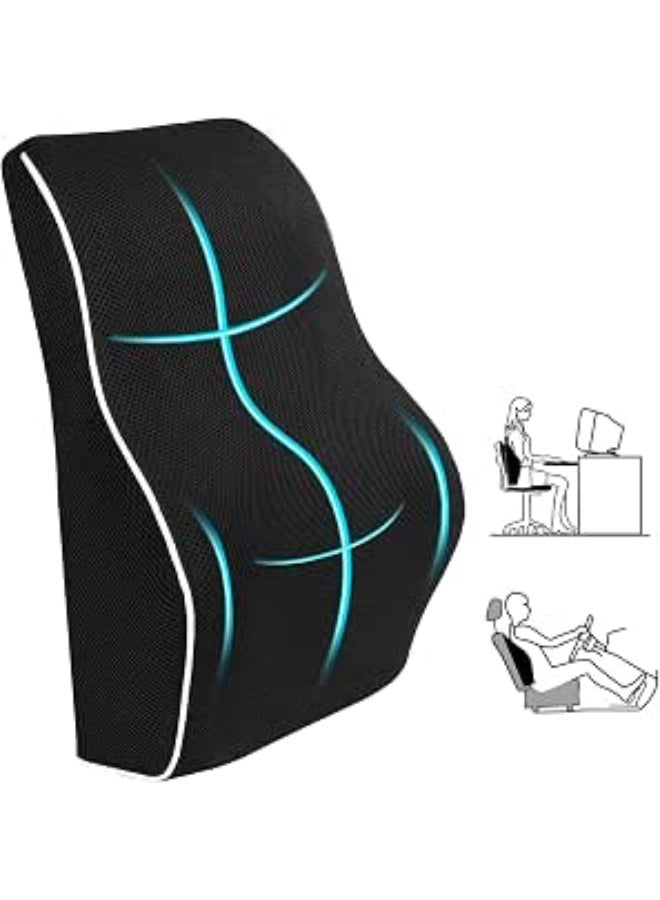 Memory Foam Lumbar Support Pillow – Ergonomic Back Cushion with Breathable Mesh Cover – Back Support for Office Chair, Computer Chair & Car Seat - Image 1