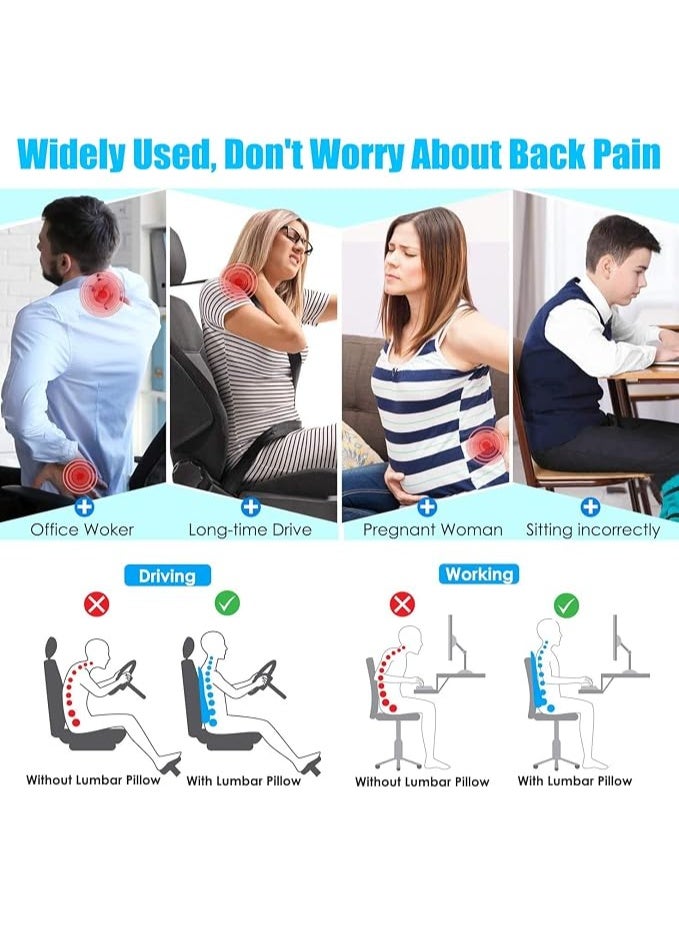 Memory Foam Lumbar Support Pillow – Ergonomic Back Cushion with Breathable Mesh Cover – Back Support for Office Chair, Computer Chair & Car Seat - Image 3