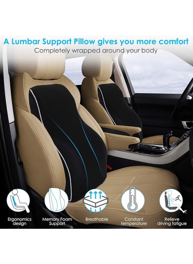Memory Foam Lumbar Support Pillow – Ergonomic Back Cushion with Breathable Mesh Cover – Back Support for Office Chair, Computer Chair & Car Seat - Image 2