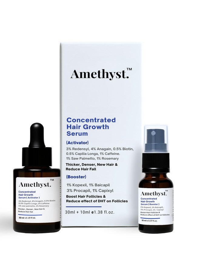 Amethyst Concentrated Hair Growth Serum | India’s First Dual Pack | Activator & Booster | Reduces Hair Fall, Promotes Thicker Hair | 3% Redensyl, 4% Anagain, 3% Procapil | For Men & Women | 40ml - Image 1