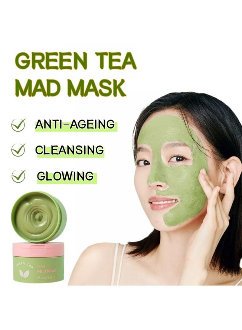 فيني قناع الشاي الأخضر للبشرة الزيتية والمزيجة - تقليل المسام، العناية بالبقع، توازن الزيت والترطيب مع الماتشا - قناع الوجه لتوضيح البشرة النظيفة، 100 غرام / 3.5 أوقية - Image 2