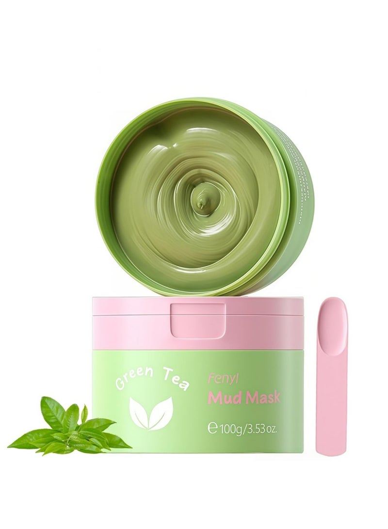 فيني قناع الشاي الأخضر للبشرة الزيتية والمزيجة - تقليل المسام، العناية بالبقع، توازن الزيت والترطيب مع الماتشا - قناع الوجه لتوضيح البشرة النظيفة، 100 غرام / 3.5 أوقية - Image 1