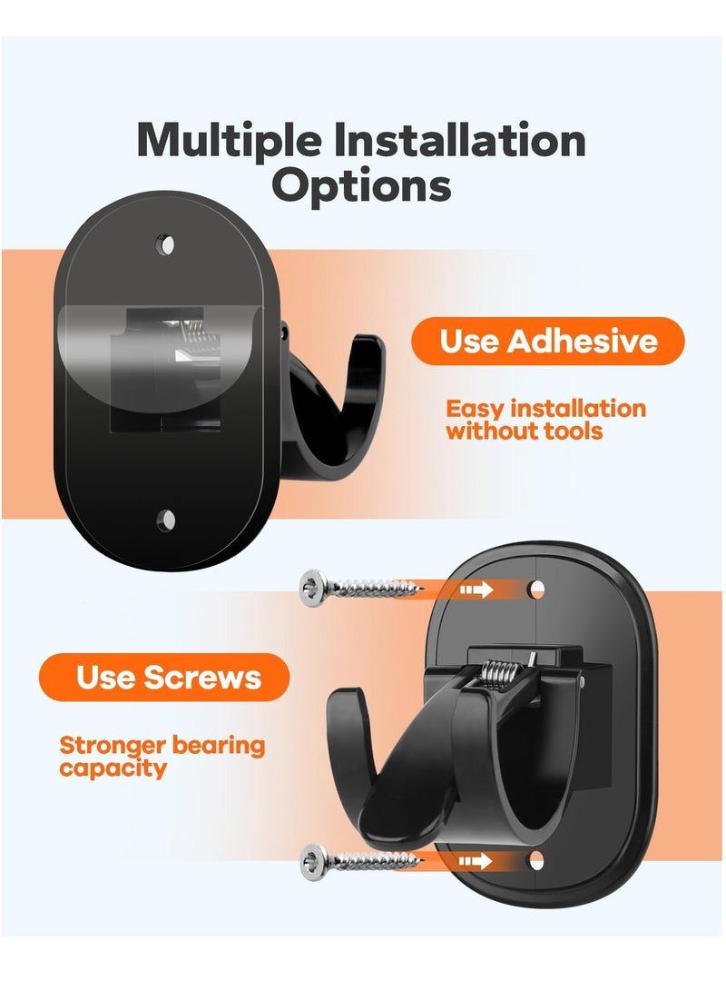 Self Adhesive Curtain Rod Bracket, 4 Count Universal Plastic Curtain Rod Holders, Can be Drilled or Self-Adhesive, Curtain Rod Hooks for Bathroom, Bedroom, Livingroom, Kitchen, Black - Image 2