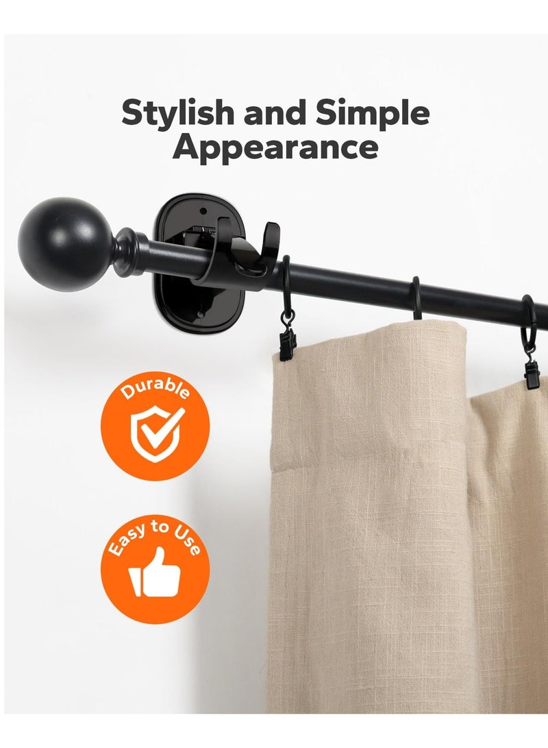 Self Adhesive Curtain Rod Bracket, 4 Count Universal Plastic Curtain Rod Holders, Can be Drilled or Self-Adhesive, Curtain Rod Hooks for Bathroom, Bedroom, Livingroom, Kitchen, Black - Image 5