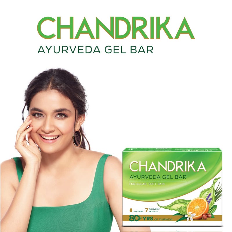 Chandrika شريط صابون جليسرين أيورفيدا من تشاندريكا مع زيت الجوجوبا للبشرة المرطبة لجميع أنواع البشرة 125 جرام عبوة من 6 - Image 5
