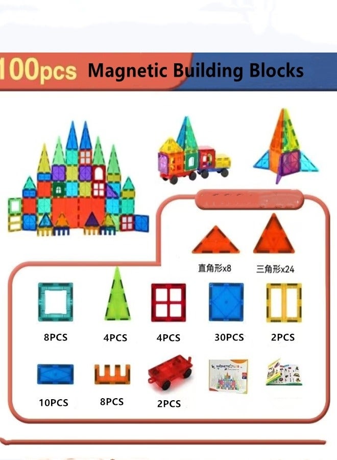 Magnetic Tiles Toddler Toys: 100PCS Magnet Tiles Building Blocks, Montessori Toys STEM Learning Toys, 3D Toddler Educational Magnetic Stacking Blocks, Birthday Gifts for Kids Boys and Girls Ages 3 a - Image 5