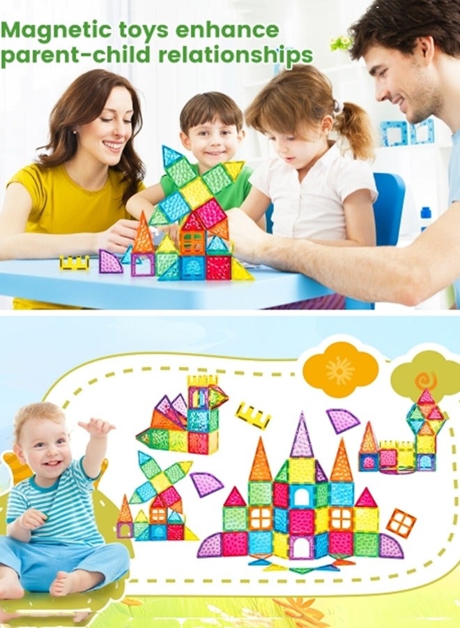 Magnetic Tiles Toddler Toys: 100PCS Magnet Tiles Building Blocks, Montessori Toys STEM Learning Toys, 3D Toddler Educational Magnetic Stacking Blocks, Birthday Gifts for Kids Boys and Girls Ages 3 a - Image 3