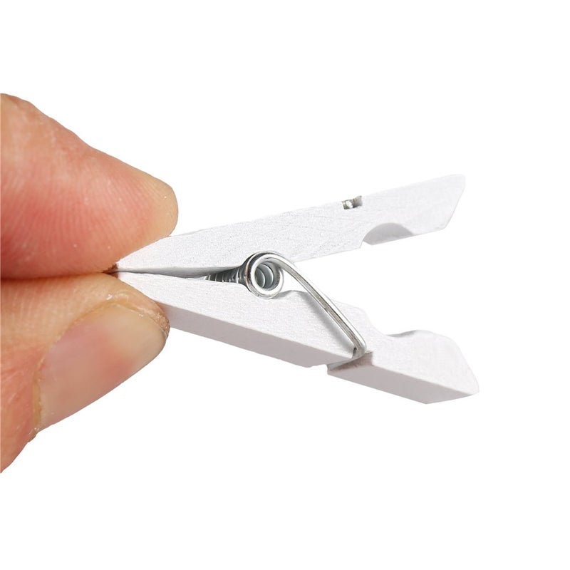 DECORA 3.5cm Sturdy White Wooden Mini Clothespin Photo Clips Pack of 100 - Image 4