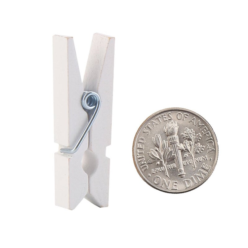 DECORA 3.5cm Sturdy White Wooden Mini Clothespin Photo Clips Pack of 100 - Image 5
