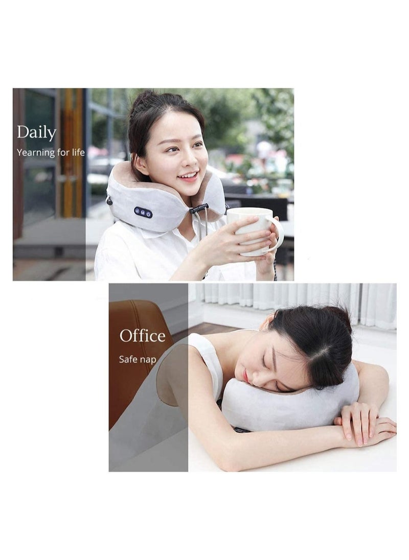 ELTRAZONE Electric Travel Neck Massage Pillow U Shaped Memory Foam Kneading Vibration Neck Head Support Pillow Relief Cervical Pain For Airplane, - Image 2