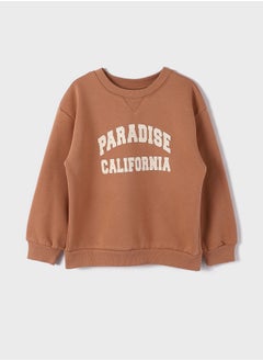 Crew Neck Printed Long Sleeve Girl Sweatshirt