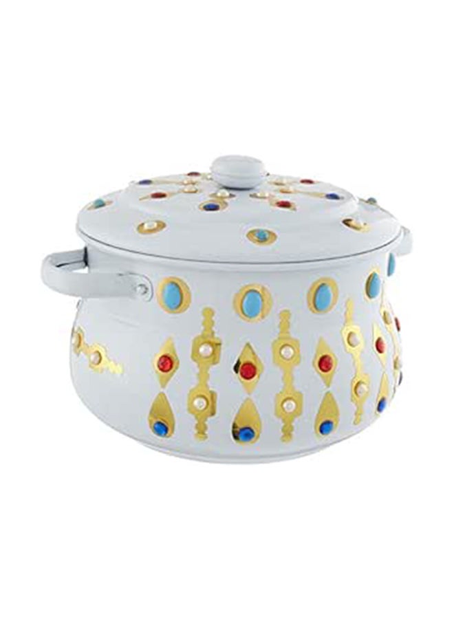 El Fady Strass Embellished Copper Decorative Pot With Lid  13X21 Cm - White
