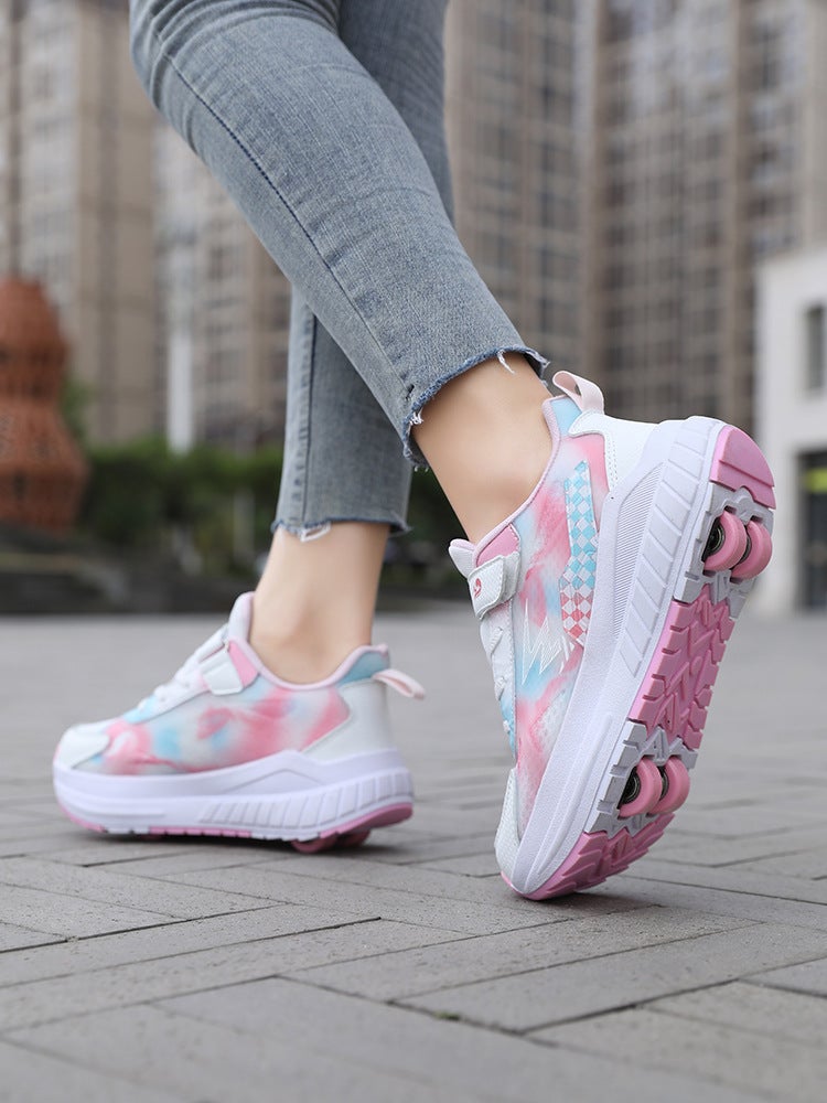 Heelys Shoes For Girls, Roller Skates, Double-Wheeled Student Children'S Skating Sneakers With Detachable Wheels - Image 4