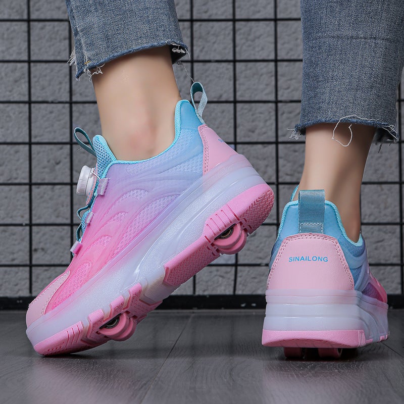 Heelys Shoes For Girls, Roller Skates, Double-Wheeled Student Children'S Skating Sneakers With Detachable Wheels - Image 1