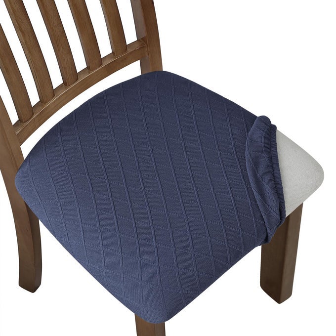 Stretch Chair Seat Covers 4 PCS Removable Washable Dining Chair Covers AntiDust Dining Room Seat Cushion Slipcovers 4 Navy Blue