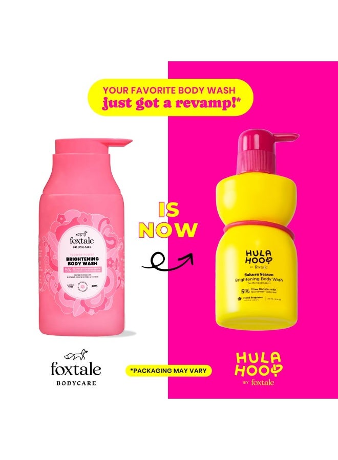 FoxTale Hula Hoop Brightening Body Wash by Foxtale | Lactic Acid & Niacinamide | Reduces tan from 1st wash | Brightens & Evens Out Skin Tone | Floral Sakura Scent| For Men & Women | 250ml - Image 2