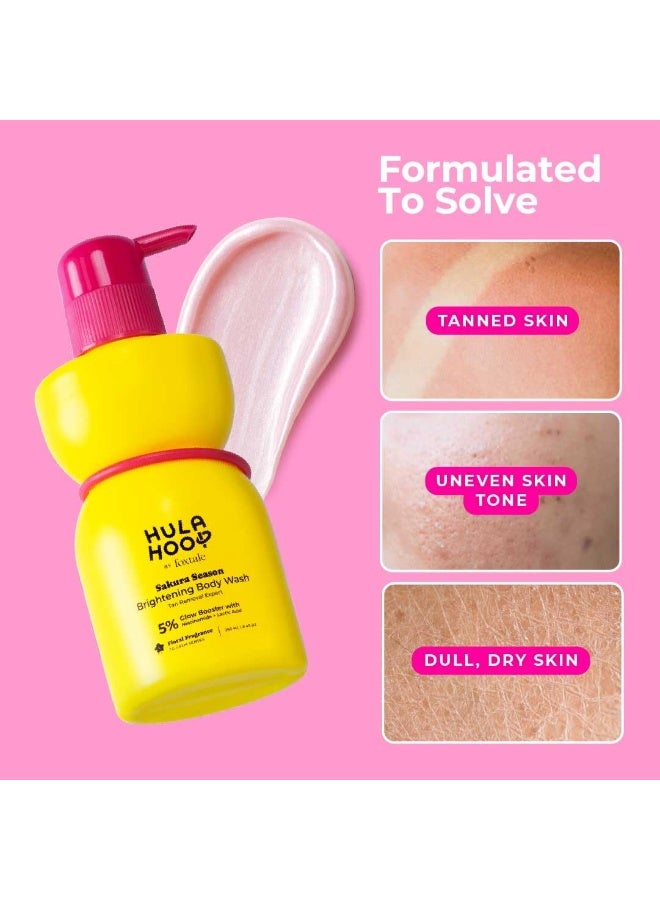 FoxTale Hula Hoop Brightening Body Wash by Foxtale | Lactic Acid & Niacinamide | Reduces tan from 1st wash | Brightens & Evens Out Skin Tone | Floral Sakura Scent| For Men & Women | 250ml - Image 5
