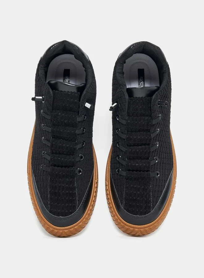 Styli Active Corduroy Accent Platform Sole Lace Up Sneakers