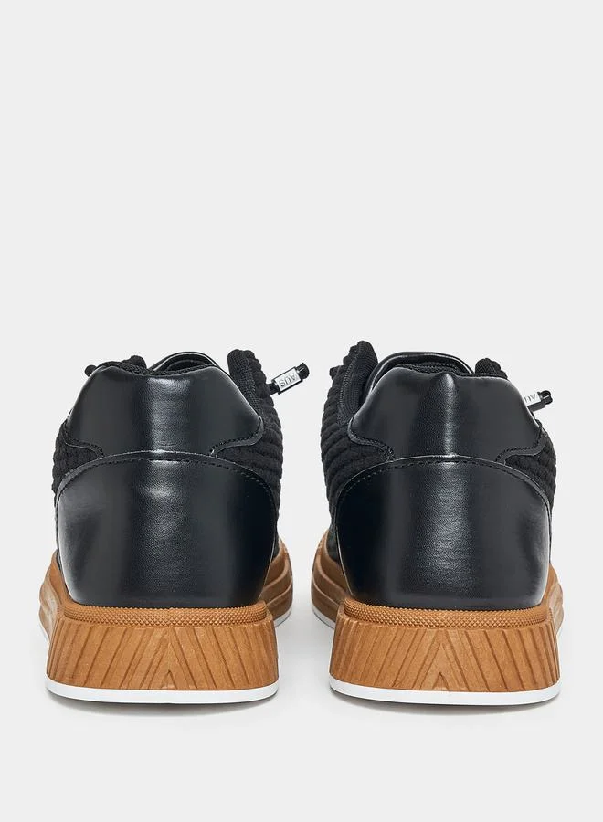 Styli Active Corduroy Accent Platform Sole Lace Up Sneakers