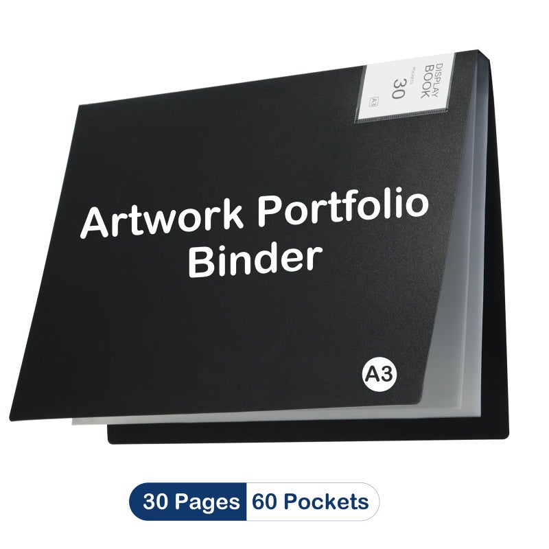 MOSROAD 2 Packs A3 Diamond Paintings Storage Books, Large 30x40 Diamond Art Storage Presentation Book with 60 Pags, Diamond Painting Art Portfolio Folder, Clear Pockets Artwork Storage Photo Display Album - Image 2