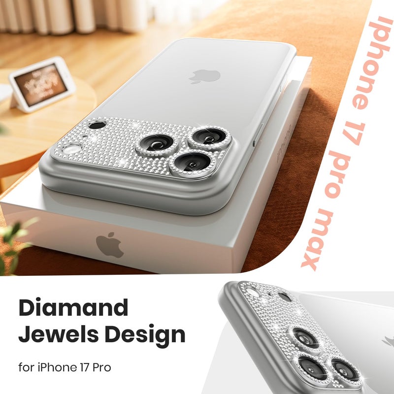 WSKEN for iPhone 17 Pro Max Camera Lens Protector Diamond Bling - [Not Easy to Fall][Strong Adsorption] Glitter Metal Aluminum Alloy Rear Camera Screen Cover Accessories, Silver - Image 4