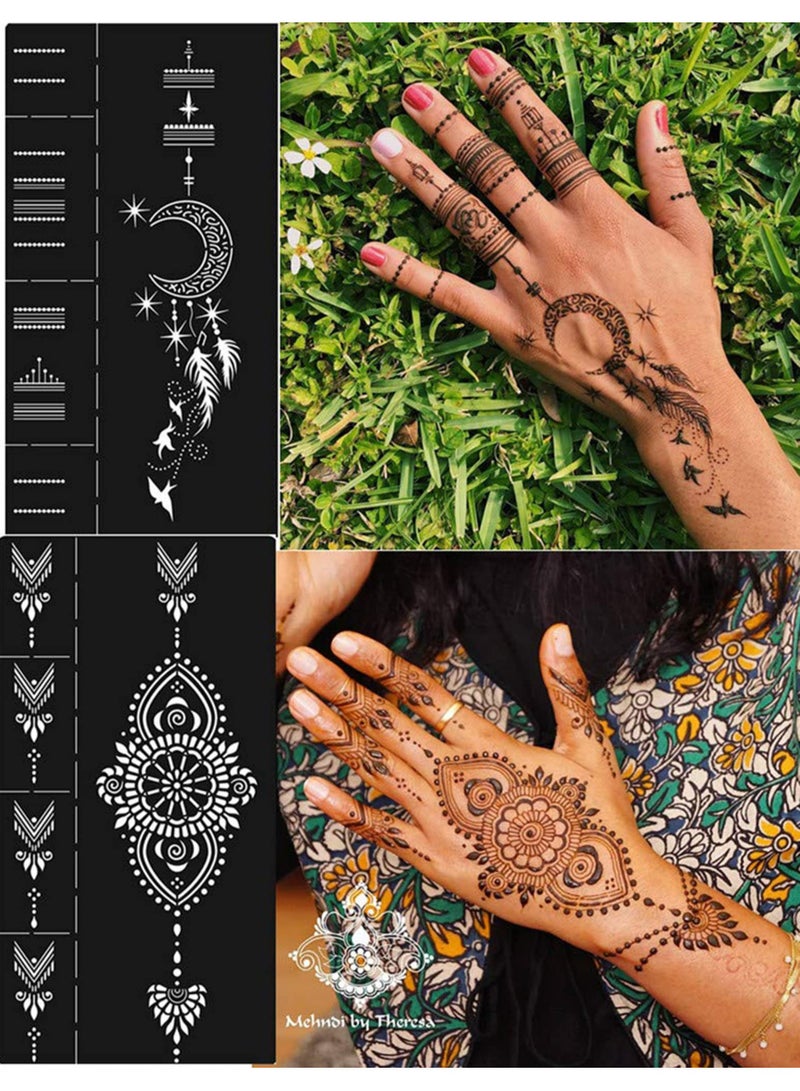 Tattoo Templates, Henna Tattoo Stencils, 8 Sheet Hand Temporary Tattoo Stickers, Self-Adhesive Reusable, Temporary Tattoos for Kids&Adults Body Art Template, Painting Stencils - Image 3