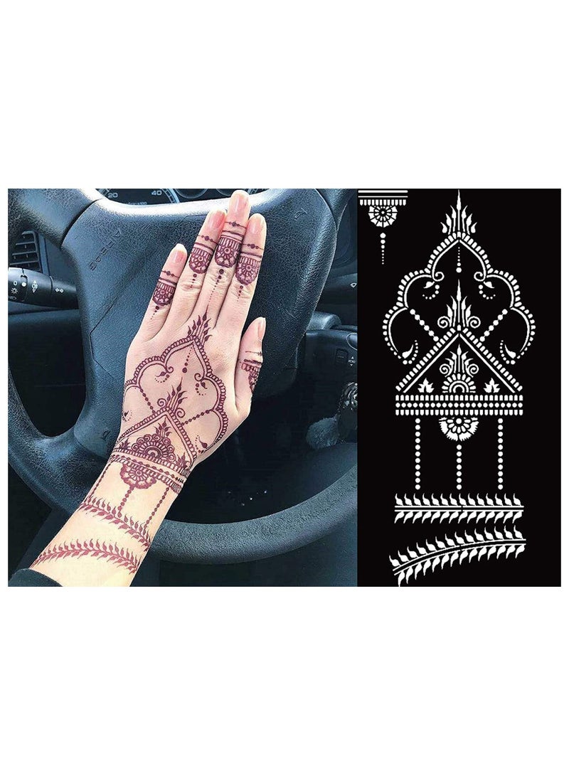 Tattoo Templates, Henna Tattoo Stencils, 8 Sheet Hand Temporary Tattoo Stickers, Self-Adhesive Reusable, Temporary Tattoos for Kids&Adults Body Art Template, Painting Stencils - Image 5