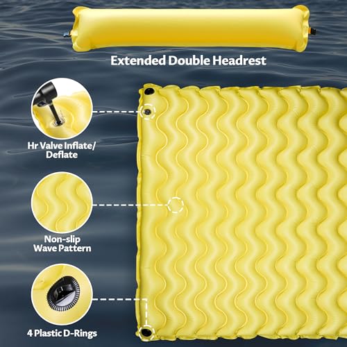 Pafolo Inflatable Floating Mat/Raft/Dock/Platform, Float with Non-Slip Wave Pattern and Dual Headrest, Multi-Person Water Floating for Pool, Beach, Lake, River, and Ocean Fun - Image 3