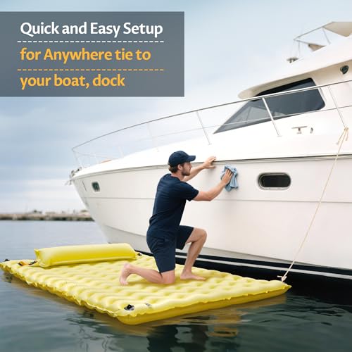Pafolo Inflatable Floating Mat/Raft/Dock/Platform, Float with Non-Slip Wave Pattern and Dual Headrest, Multi-Person Water Floating for Pool, Beach, Lake, River, and Ocean Fun - Image 5