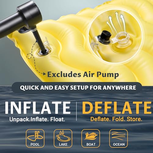 Pafolo Inflatable Floating Mat/Raft/Dock/Platform, Float with Non-Slip Wave Pattern and Dual Headrest, Multi-Person Water Floating for Pool, Beach, Lake, River, and Ocean Fun - Image 4