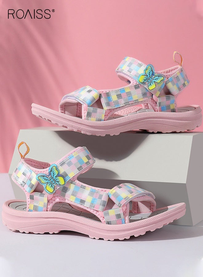 رويس صنادل صيفية للفتيات، صنادل رياضية مريحة بنعل غير قابل للانزلاق، أحذية شاطئية خفيفة الوزن ومسامية للأطفال، مناسبة للأنشطة الخارجية - Image 2