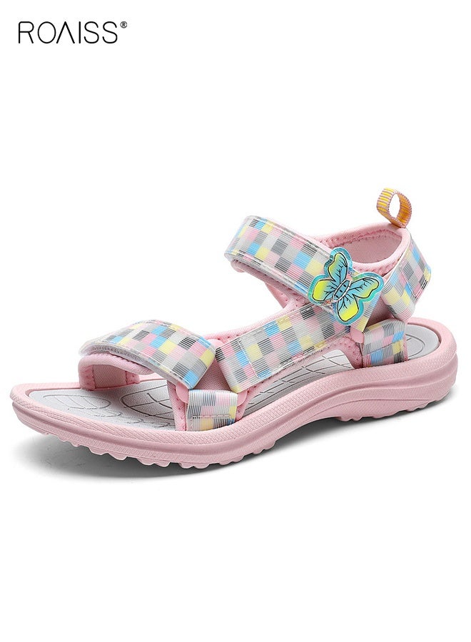 رويس صنادل صيفية للفتيات، صنادل رياضية مريحة بنعل غير قابل للانزلاق، أحذية شاطئية خفيفة الوزن ومسامية للأطفال، مناسبة للأنشطة الخارجية - Image 1