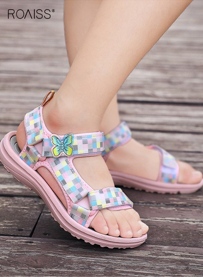 رويس صنادل صيفية للفتيات، صنادل رياضية مريحة بنعل غير قابل للانزلاق، أحذية شاطئية خفيفة الوزن ومسامية للأطفال، مناسبة للأنشطة الخارجية - Image 1