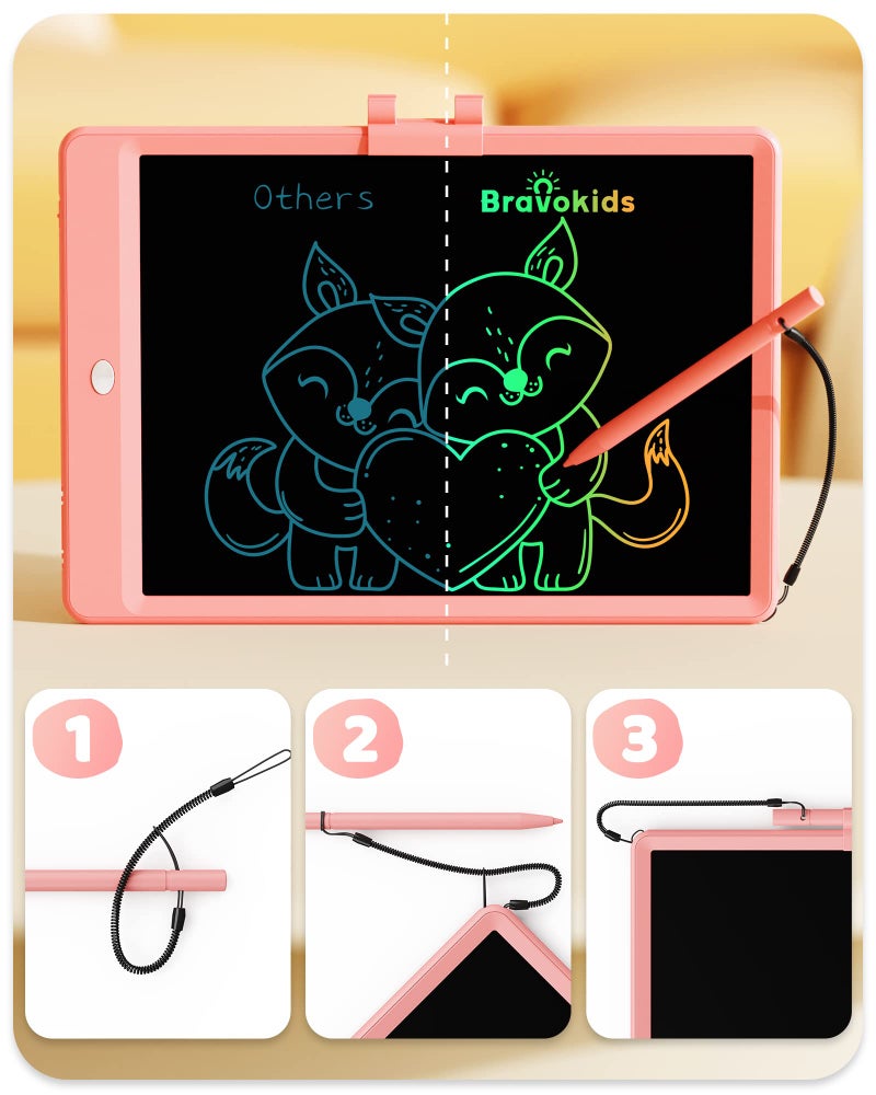 Bravokids 10 Inch LCD Writing Tablet for 3-8 Year Olds - Electronic Drawing Pad and Doodle Board as Educational Birthday Gifts for Girls and Boys (Pink) - Image 2