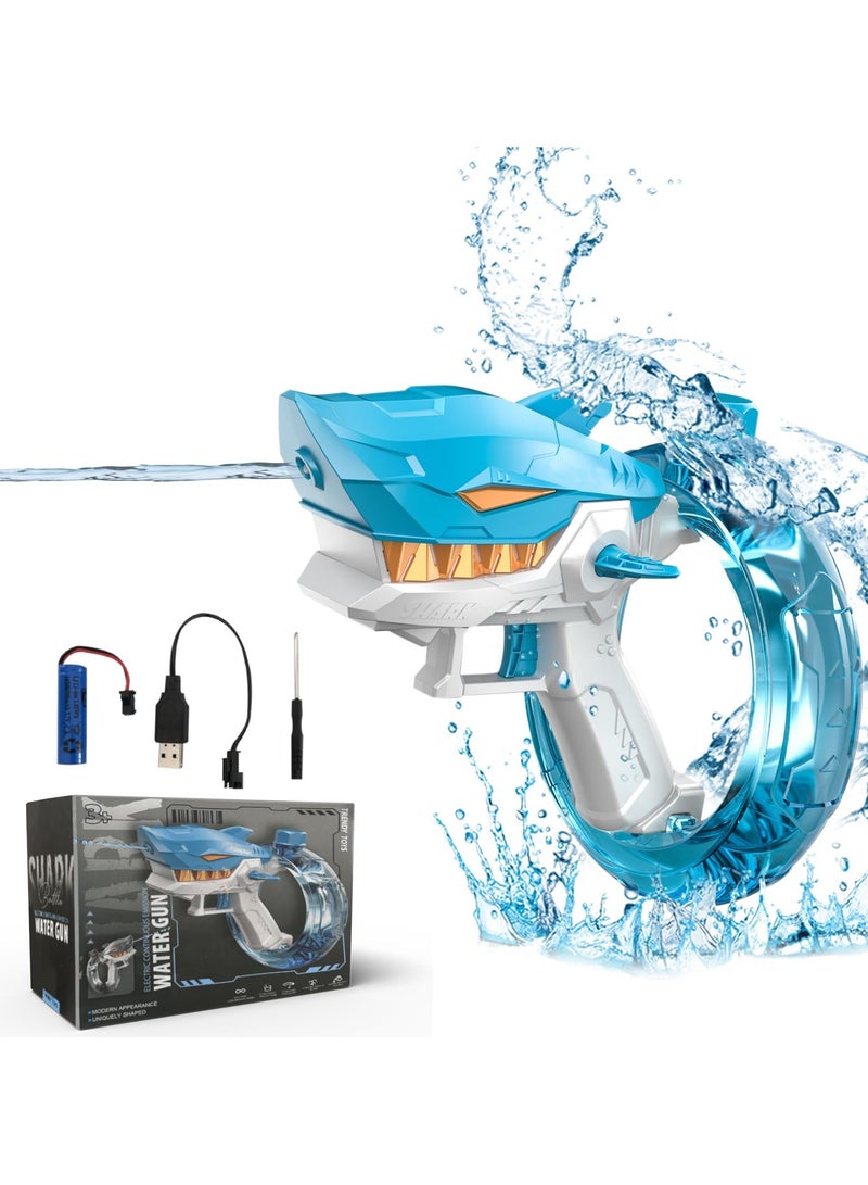 SYOSI Electric Water Gun for Kids Adults, Large Capacity Water Storage Ring, Powerful Automatic Squirt Guns, 32ft Range Water Guns, Summer Swimming Pool Party Beach Squirt Guns Activity (Blue Shark) - Image 1