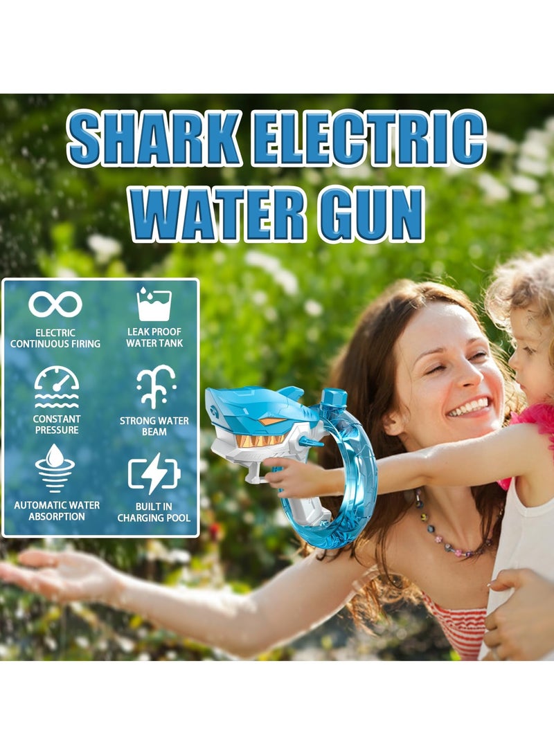 SYOSI Electric Water Gun for Kids Adults, Large Capacity Water Storage Ring, Powerful Automatic Squirt Guns, 32ft Range Water Guns, Summer Swimming Pool Party Beach Squirt Guns Activity (Blue Shark) - Image 2