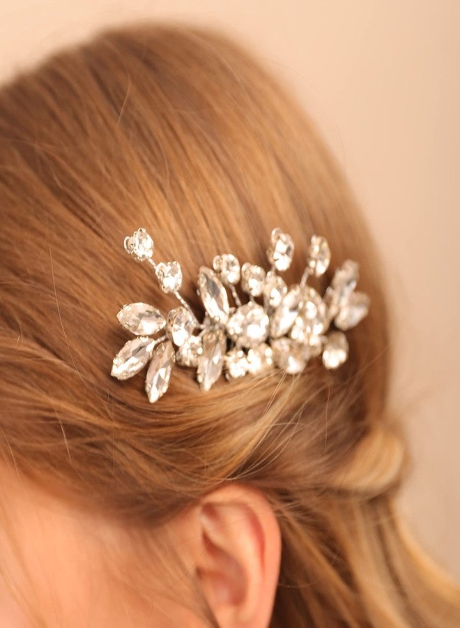 بيريوان مشط شعر بيريوان الكريستالي الشفاف على شكل دمعة للنساء، إكسسوار شعر مرصع بأحجار الراين لحفلات الزفاف، مناسب للعروس ووصيفات العروس وحفلات التخرج (ذهبي وردي) - Image 3